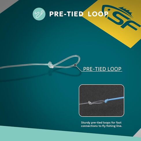 SF Pre-Tied Loop Fly Fishing Tapered Leader Nylon Clear Trout Freshwater Saltwater Bonefish Permit Bass Salmon Steelhead 7.5FT 9FT 10FT 12FT 15FT 0X 1X 2X 3X 4X 5X 6X 7X in Saudi Arabia