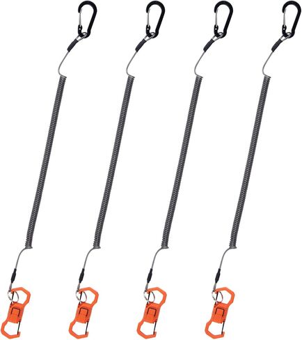 4 Pcs Fishing Lanyard Heavy Duty Retractable Coiled Tether, Fishing Net Magnetic Release Clip Holder Retractor with Carabiner and Split Ring for Pliers, Tools in Saudi Arabia