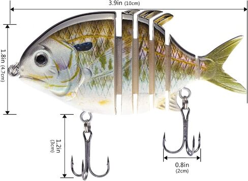 Bassdash SwimPomfret Hard Swimbaits with Built-in Steel Balls 3.9in 1.3oz Casting Panfish Bluegill Fishing Lure for Bass Walleye Pike Fishing in Saudi Arabia