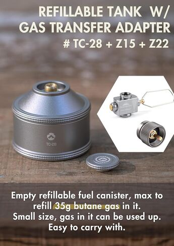 camping moon 35g Empty Refillable Propane Canister 1/13-lb Mini Tank Gas Fuel Cylinder EN417 Lindal Valve w/Refill Adapter 16oz Propane Adapter TC-28/Z15/Z22 in Saudi Arabia