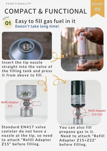 camping moon 35g Empty Refillable Propane Canister 1/13-lb Mini Tank Gas Fuel Cylinder EN417 Lindal Valve w/Refill Adapter 16oz Propane Adapter TC-28/Z15/Z22 in Saudi Arabia