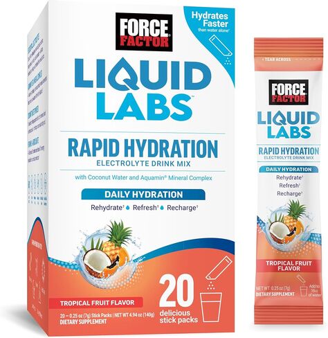 مسحوق إلكتروليتات المناعة من Force Factor Liquid Labs ومكملات دعم المناعة، عبوات ترطيب مع فيتامينات المناعة، والكهارل، والمعادن، ومضادات الأكسدة، ونكهة الحمضيات الطازجة، 20 عبوة لاصقة in Saudi Arabia