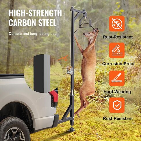 VEVOR Hitch Mounted Deer Hoist, 300lbs/400lbs Capacity Hitch Game Hoist, 2'' Truck Hitch Deer Hoist with Winch Lift and Gambrel Set, Adjustable Height in Saudi Arabia