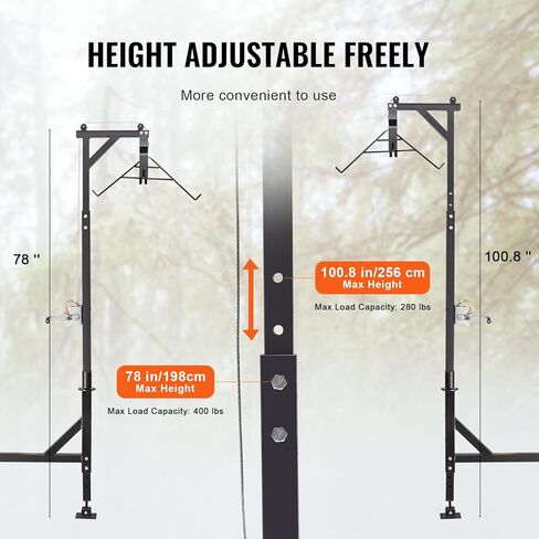 VEVOR Hitch Mounted Deer Hoist, 300lbs/400lbs Capacity Hitch Game Hoist, 2'' Truck Hitch Deer Hoist with Winch Lift and Gambrel Set, Adjustable Height in Saudi Arabia