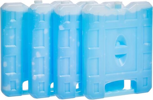 Amazon Basics Reusable Hard Sided Rectangular Ice Pack, Pack of 4, Medium, Blue, 8.3" X 6.7" X 1.2" in Saudi Arabia