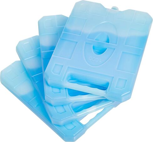 Amazon Basics Reusable Hard Sided Rectangular Ice Pack, Pack of 4, Medium, Blue, 8.3" X 6.7" X 1.2" in Saudi Arabia