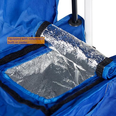 Trademark Innovations Double Folding Camp and Beach Chair with Removable Umbrella and Cooler, Black in Saudi Arabia