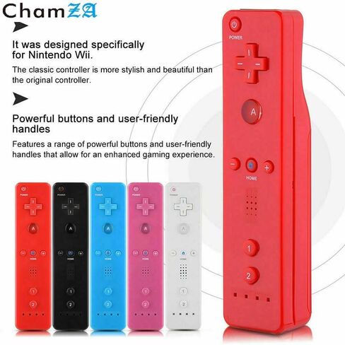 Wireless Remote Controller Gamepad Joystick for Nintendo Wii/ Wii U, w/ Silicone Case & Hand strap (Red) in Saudi Arabia