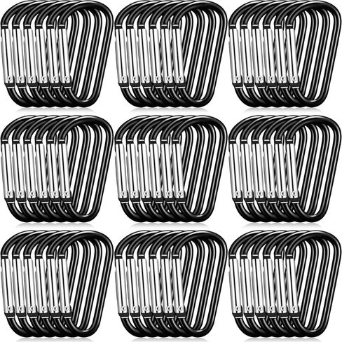 Shimeyao 180 Pcs 1.8" Small Aluminum Clip Keychain Buckle Clip Bulk Mini Aluminum D Ring Shape Small Lock Spring Snap Hook in Kuwait