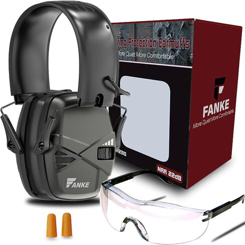 Fanke Electronic Ear Protection for Gun Range Earmuffs Dynamic Ambient Sound Monitoring Slim Active Hearing Protection Headphones NRR 22dB Compact Foldable for Hunting in Saudi Arabia