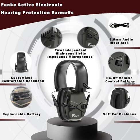 Fanke Electronic Ear Protection for Gun Range Earmuffs Dynamic Ambient Sound Monitoring Slim Active Hearing Protection Headphones NRR 22dB Compact Foldable for Hunting in Saudi Arabia