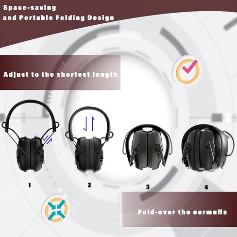 Fanke Electronic Ear Protection for Gun Range Earmuffs Dynamic Ambient Sound Monitoring Slim Active Hearing Protection Headphones NRR 22dB Compact Foldable for Hunting in Saudi Arabia