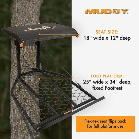 Muddy The Boss XL Wide Stance Hang On 1 Person Hunting Tree Stand Platform with Silent Straps, FlexTek Seating, and Extra Wide Platform (2 Pack) in Saudi Arabia