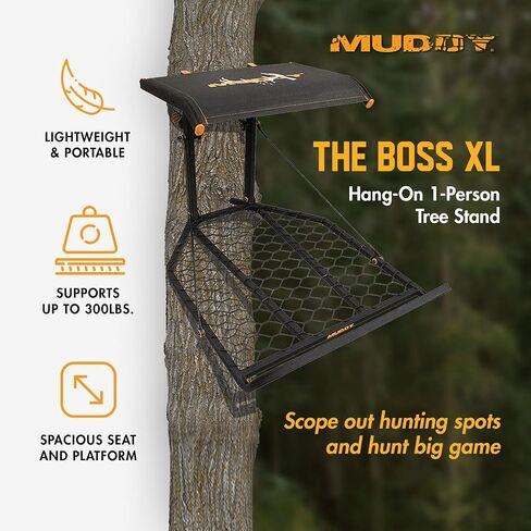 Muddy The Boss XL Wide Stance Hang On 1 Person Hunting Tree Stand Platform with Silent Straps, FlexTek Seating, and Extra Wide Platform (2 Pack) in Saudi Arabia