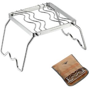 Campingmoon Mini Folding Campfire Grill 304 Stainless Steel BBQ Grill Racks Portable Camping Grill BBq Stand with Legs Carrying Bag