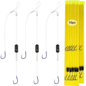 10PCS Double Leaders and Hooks Rig with Scale Weight Kit Ready Bottom-Surf Fishing Rig Flounder Hi-Lo Rig for Carp Fish