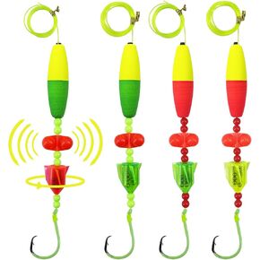 Catfish Rig Catfish Rigs,4 Packs Catfish Rattle Floater Strange Cat Fish Rig,Santee Cooper Rigs for Catfish Fishing 6/0 8/0 10/0 Circle Hooks