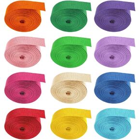 12 Rolls of Webbing Straps for Bags, 12 Colors of Lawn Chair Webbing, Tough Webbing Straps for Bags for Indoor and Outdoor DIY Gear Repair, Furniture, Lawn Chairs, Upholstery, Etc. (5 Yd/Roll)
