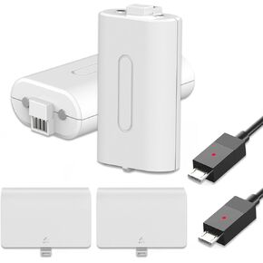 Rechargeable Battery Pack for Xbox One Controller,2x1200mAh Lithium Xbox Batteries+2x8.2Ft Micro USB Charging Cable+2pcs Handle Battery Cover Black for Xbox One/Xbox One S|X/Xbox One Elite Controllers