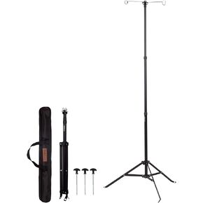 Camping Folding Lamp Pole, Lightweight Collapsible Aluminum Lantern Stand, Outdoor Portable Lamp Post Hanging Light Holder Stick for Picnic Hiking Fishing BBQ (Tripod Stand)