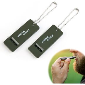 Emergency Whistles, 120db Multi-Audio Loud Safety Accessories with Keychain, Flat Survival Whistle for Outdoor Camping Hiking Boating Backpacking Fishing Kayak Adults Kids Rescue Signal (2PCS)