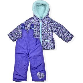 Arctic Quest Girls Leopard Heart Print Snowsuit, Rose Violet, 2T