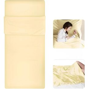 Creamy Yellow Sleeping Bag Liner，Travel Sheet Sleep Sack Adult, Self Tanning Sleep Bed Sheet Protector, Travel Sleeping Bag for Hotels, Camping Sleeping Bag Liner in Saudi Arabia