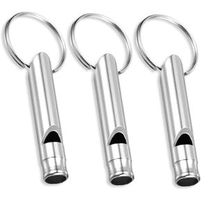 Set of 3 Extra Loud Whistles for Camping Hiking Hunting Outdoors Sports and Emergency Situations, Sturdy but Light Aluminium Key Chain Signals