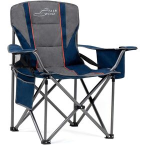FAIR WIND 2-Pack Padded Oversized Camping Chair Heavy Duty Lawn Chair Set | Support 500 LBS, Adjustable Lumbar Support, 4-Can Cooler Bag & Large Cup Holder, Tear-Proof Wide Bag for Camp Outdoor Sports in Saudi Arabia