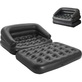 DIMAR GARDEN Inflatable Couch Flocked Blow Up Couch Mattress,Outdoor Air Sofa bed for Camping,Full Size