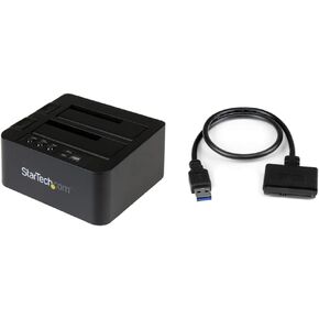 StarTech.com Standalone Hard Drive Duplicator, Dual Bay HDD/SSD Cloner/Copier, USB 3.1 (10Gbps) & com SATA to USB Cable - USB 3.0 to 2.5" SATA III Hard Drive Adapter