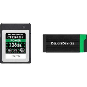 Delkin Devices 128GB POWER CFexpress Type B Memory Card (DCFX1-128) and Delkin USB 3.2 CFexpressTM Type B & SD UHS-II Memory Card Reader (DDREADER-56)