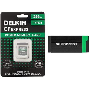 Delkin Devices 128GB POWER CFexpress Type B Memory Card (DCFX1-128) and Delkin USB 3.2 CFexpressTM Type B & SD UHS-II Memory Card Reader (DDREADER-56)