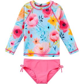 HUAANIUE Baby/Toddler Girls 2 Piece Rash Guard Long Sleeve Swimsuit Set in Saudi Arabia