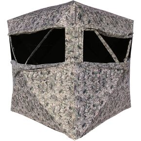 Hawk Reveal Hunting Archery Durable 73" Height Water Resistant Camo Concealing 3 Person Ground Blind with See-Through Mesh Window Panels