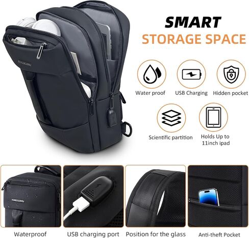 KINGSLONG Mens Sling Bag Slim Casual Daypack Shoulder Sling Backpack Waterproof Crossbody Bag Travel Chest Bag with USB Charging Port in Kuwait