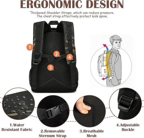 Kids Tactical Backpack Army Molle Bookbag Military Boys Backpack | for School, Outdoor, Camping in Saudi Arabia