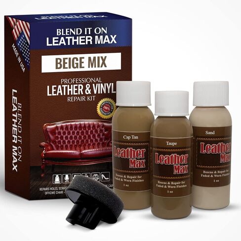 Leather Max Dark Brown Mix - Vinyl and Leather Repair Kit - Restorer of Your Furniture, Jacket, Sofa, Boat or Car Seat, Easy Instructions to Match Brown Colors, Restore Any Material, Bonded, Italian in Kuwait
