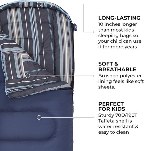 TETON Junior, 20 Degree and 0 Degree Sleeping Bags. Finally, Sleeping Bag for Boys, Girls, all Kids, Warm and Comfortable, for all camping weather and built to last in Kuwait