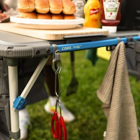 حاملات الأكواب والخطافات من كور | تناسب طاولة الطبخ والتخييم فليكس ريل الخارجية بطول 4 أقدام | محمولة للشاطئ، والنزهات، والساحات الخلفية، والشواء، والبوابة الخلفية، والفناء، والحفلات | تتضمن 4 حاملات أكواب و4 خطافات in Kuwait