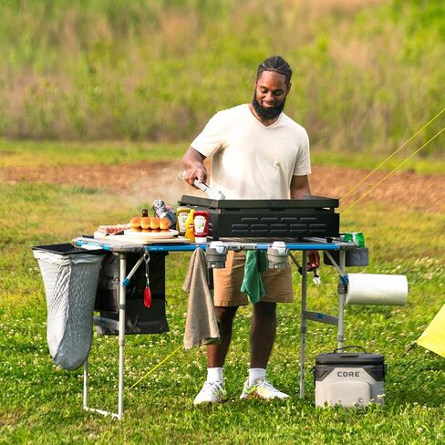 حاملات الأكواب والخطافات من كور | تناسب طاولة الطبخ والتخييم فليكس ريل الخارجية بطول 4 أقدام | محمولة للشاطئ، والنزهات، والساحات الخلفية، والشواء، والبوابة الخلفية، والفناء، والحفلات | تتضمن 4 حاملات أكواب و4 خطافات in Kuwait