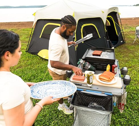 حاملات الأكواب والخطافات من كور | تناسب طاولة الطبخ والتخييم فليكس ريل الخارجية بطول 4 أقدام | محمولة للشاطئ، والنزهات، والساحات الخلفية، والشواء، والبوابة الخلفية، والفناء، والحفلات | تتضمن 4 حاملات أكواب و4 خطافات in Kuwait