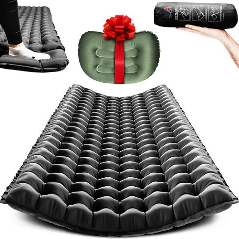 Premium Camping Sleeping Pad Self Inflating Sleeping Backpack Camping Air Mattress for Tents, One Person Sleeping Bag Insulated Sleeping Pad Suitable for Tent, Beach, Car & Home, (Black and Orange) in Saudi Arabia