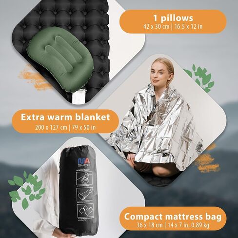 Premium Camping Sleeping Pad Self Inflating Sleeping Backpack Camping Air Mattress for Tents, One Person Sleeping Bag Insulated Sleeping Pad Suitable for Tent, Beach, Car & Home, (Black and Orange) in Saudi Arabia