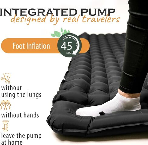 Premium Camping Sleeping Pad Self Inflating Sleeping Backpack Camping Air Mattress for Tents, One Person Sleeping Bag Insulated Sleeping Pad Suitable for Tent, Beach, Car & Home, (Black and Orange) in Saudi Arabia