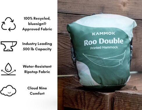KAMMOK: Roo Double Hammock | Made from Strong & 100% Recycled Water Resistant Ripstop Fabric | Comfortable, Packable, Lightweight (Lifetime Adventure Grade Warranty), Ocean Print in Saudi Arabia