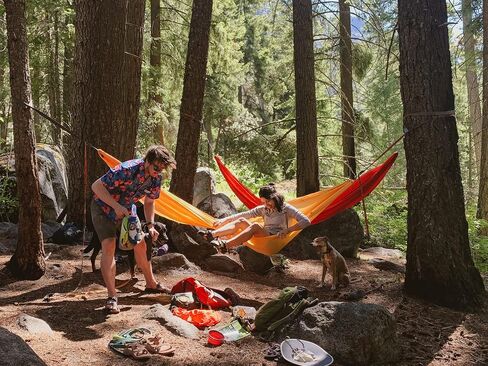 KAMMOK: Roo Double Hammock | Made from Strong & 100% Recycled Water Resistant Ripstop Fabric | Comfortable, Packable, Lightweight (Lifetime Adventure Grade Warranty), Ocean Print in Saudi Arabia
