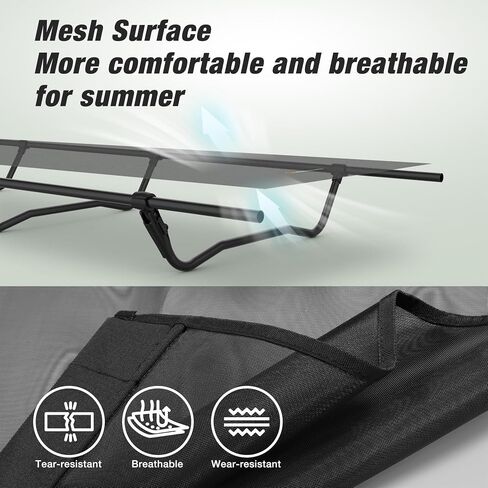 Ultralight Compact Camping Cot Pro, 3rd Generation FullGuard Lock Structure for 30s Setup, 30″ Wide Surface, Support 350lbs, Folding Backpacking Cot w/Storage Bag for Outdoor, Mesh Black in Saudi Arabia