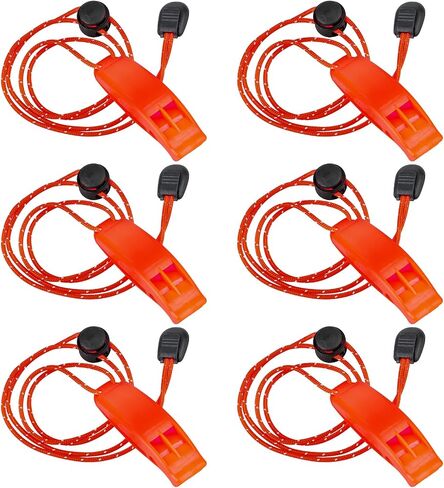 6pcs Safety Survival Whistles, Emergency Whistles with Adjustable Reflective Lanyard, Plastic Marine Whistles, Super Loud Floating Whistle for Boating Swimming Hiking Climbing Camping in Saudi Arabia