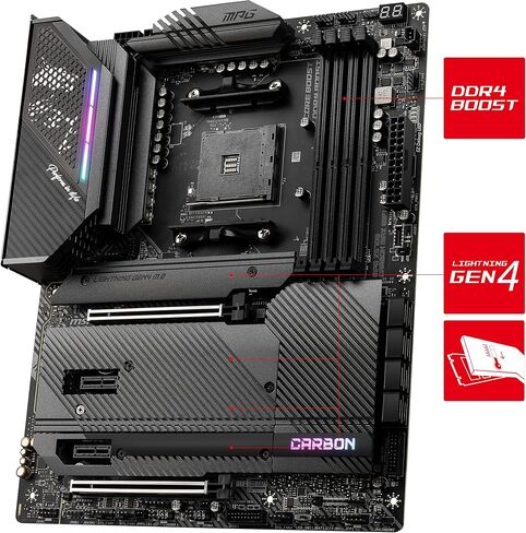 MSI MPG X570S CARBON MAX WIFI Gaming Motherboard (ATX, AMD, Socket AM4. DDR4, PCIe 4, CFX, M.2 Slots, Wi-Fi 6E) in Saudi Arabia